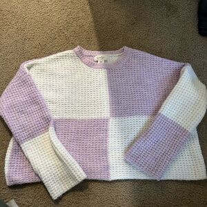 Jessica Simpson Purple and White Block Sweater